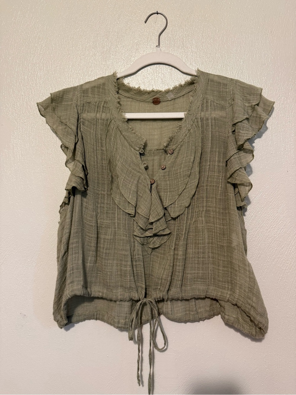 Free People Green Ruffle Top - Picture 5 of 7